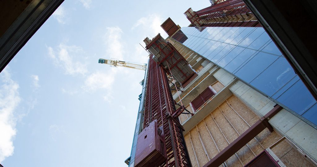 Image of Hilton construction looking up